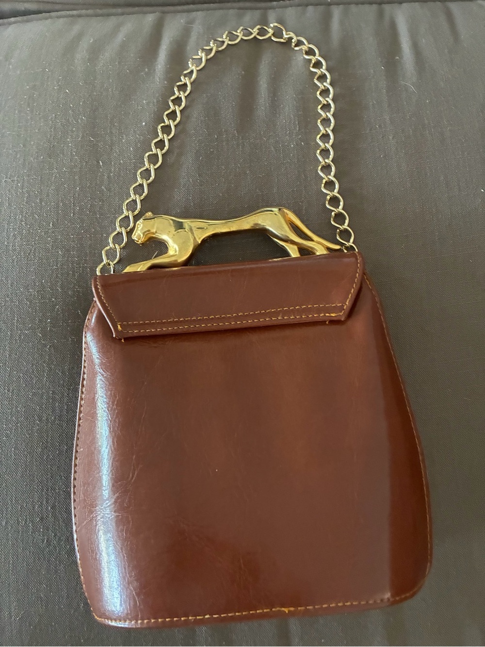 Rare vintage Sasha purse with gold panther/jaguar hardware - Picture 3 of 15